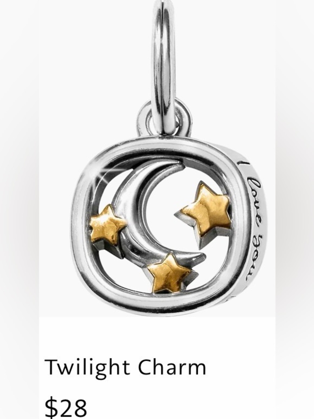 🌛BrightonTWILIGHT Silver Gold Moon Star Charm ‘Love you to the moon & back’
